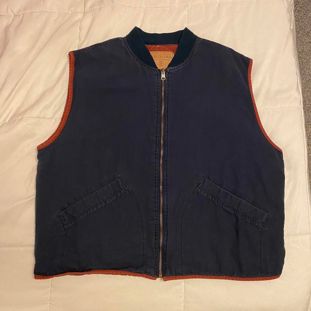 Vintage Arizona jeans denim, lined vest. Deep blue color